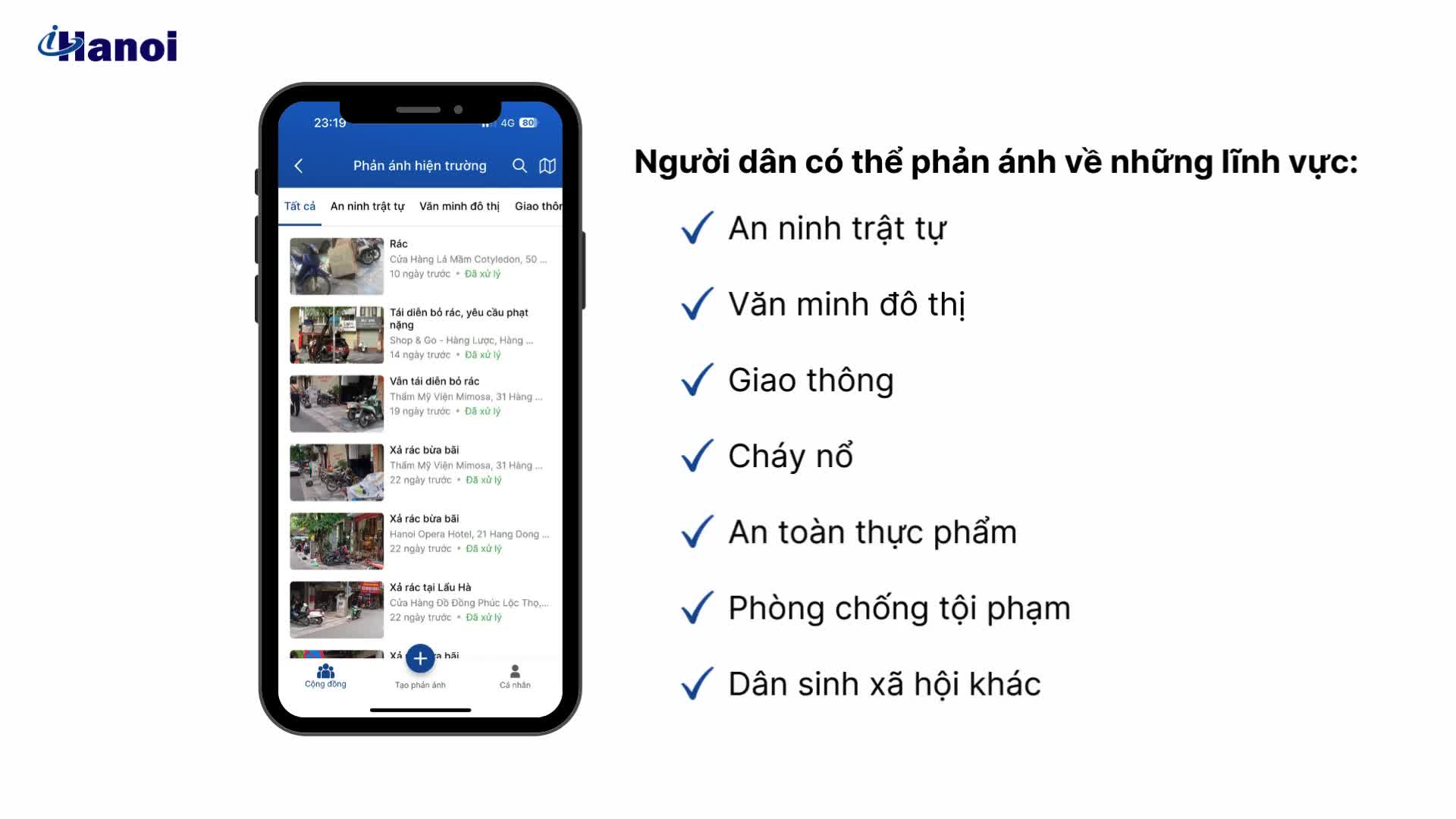 Hướng dẫn tạo phản ánh hiện trường trên ứng dụng iHanoi