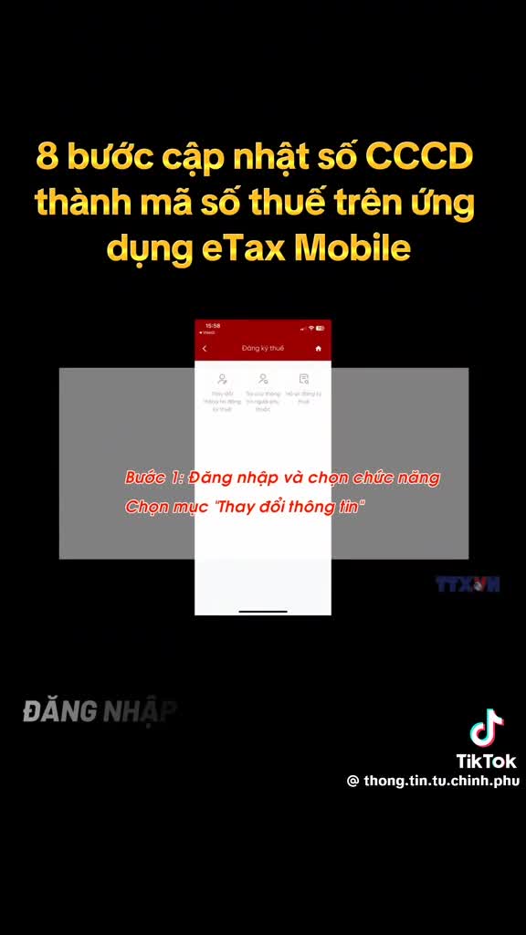 8 bước cập nhật số CCCD thành mã số thuế trên ứng dụng eTax Mobile