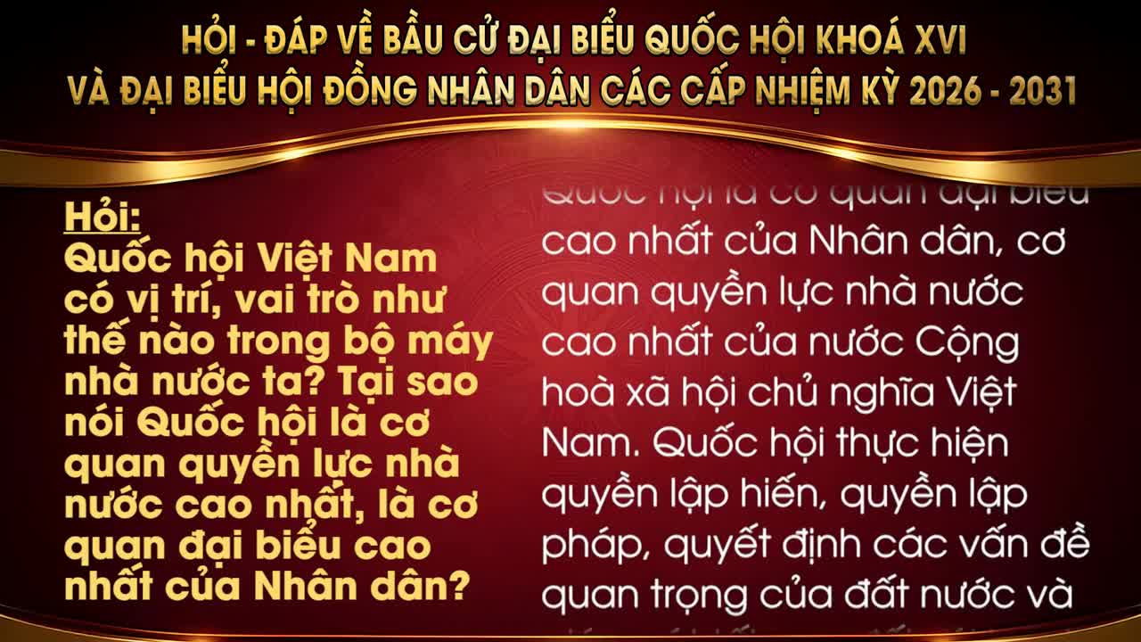 Hỏi đáp về bầu cử đại biểu quốc hội  khoá XVI và đại biểu HĐND các cấp nhiệm kỳ 2025- 2031 số 4 