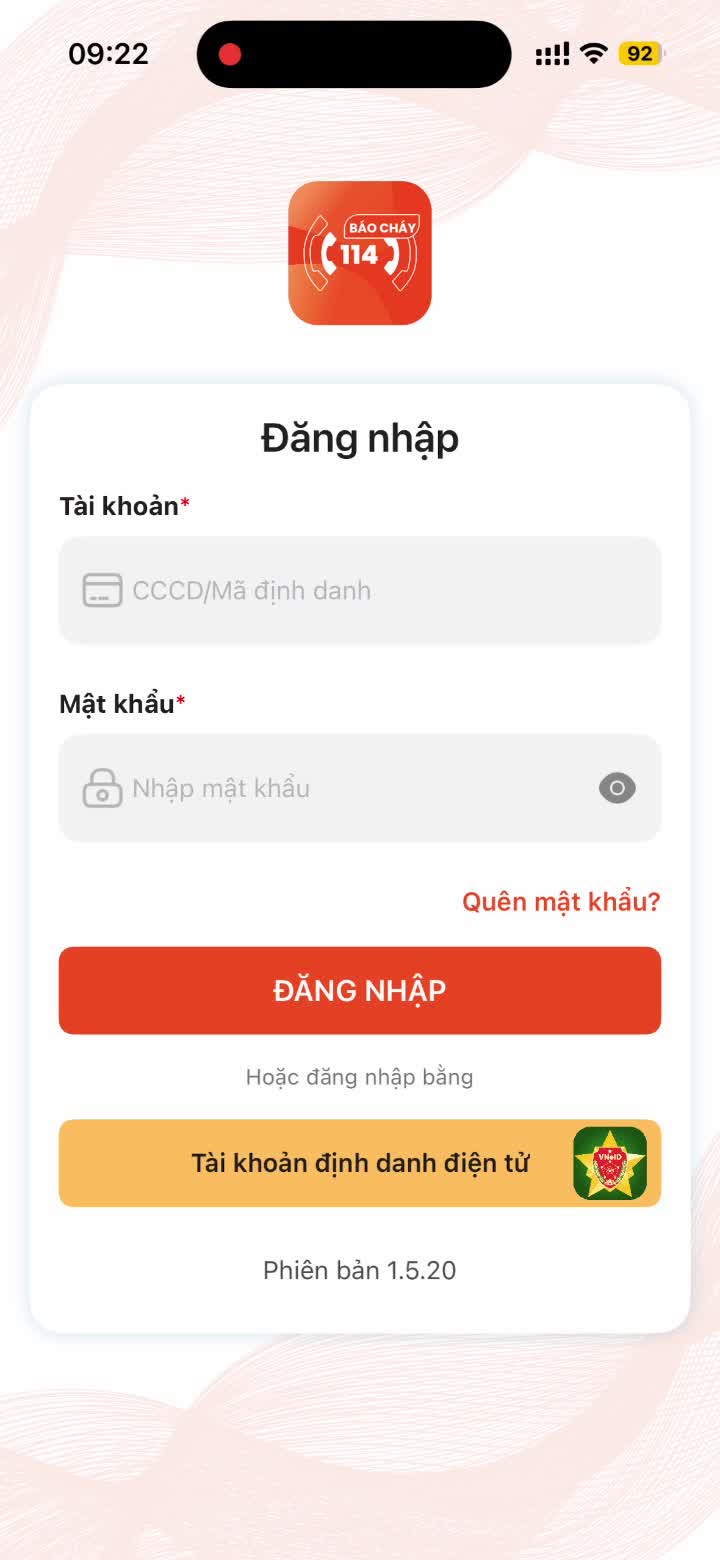 Cài đặt ứng dụng báo cháy 114