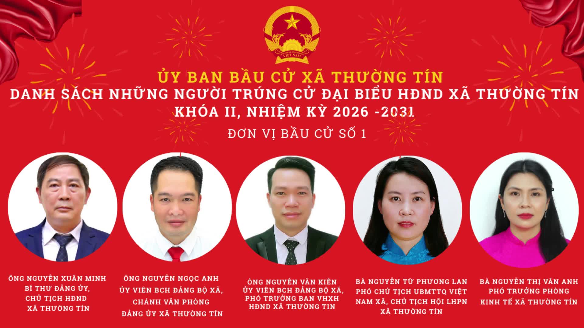 Chúc mừng 28 đại biểu trúng cử đại biểu HĐND xã Thường Tín khóa II, nhiệm kỳ 2026–2031