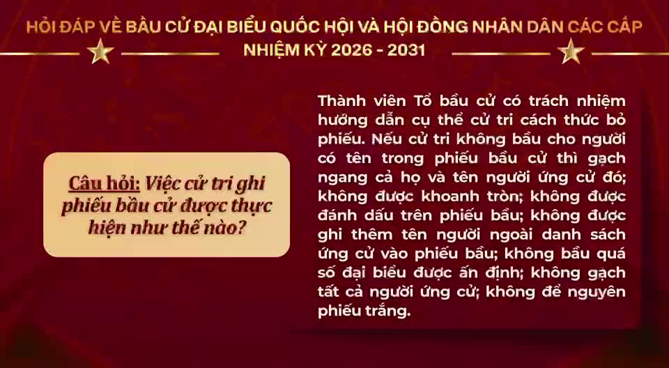 Hỏi đáp về bầu cử Đại biểu Quốc hội và Hội đồng nhân dân các cấp nhiệm kỳ 2026-2031