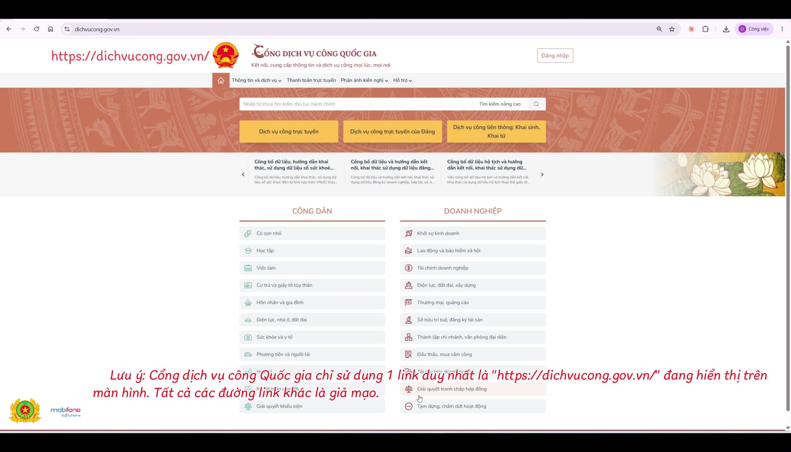 Video Hướng dẫn Công dân cách tra cứu, tìm kiếm thủ tục hành chính trên Cổng dịch vụ công Quốc gia