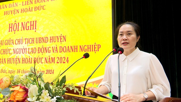 Hội nghị đối thoại thoại giữa Chủ tịch UBND huyện Hoài Đức với công nhân, viên chức, người lao động và doanh nghiệp trên địa bàn năm 2024- Ảnh 3.