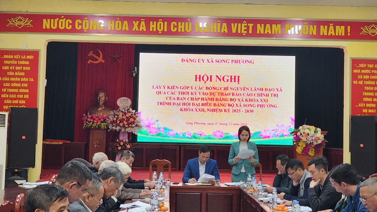 Đảng ủy xã Song Phương Lấy ý kiến góp ý các đồng chí Nguyên lãnh đạo xã qua các thời kỳ vào dự thảo Báo cáo chính trị trình đại hội đại biểu Đảng bộ xã Song Phương khóa XXII, nhiệm kỳ 2025 – 2030.- Ảnh 2.