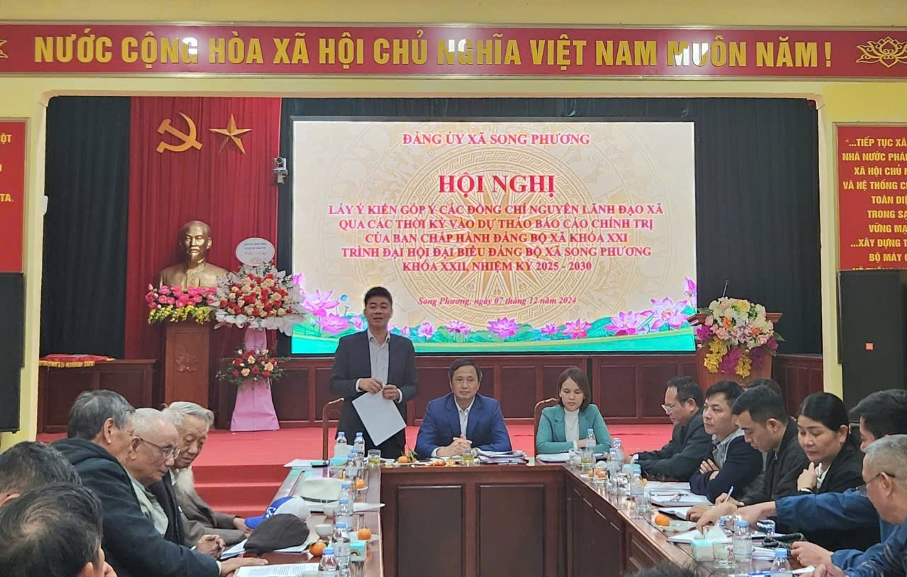 Đảng ủy xã Song Phương Lấy ý kiến góp ý các đồng chí Nguyên lãnh đạo xã qua các thời kỳ vào dự thảo Báo cáo chính trị trình đại hội đại biểu Đảng bộ xã Song Phương khóa XXII, nhiệm kỳ 2025 – 2030.- Ảnh 4.