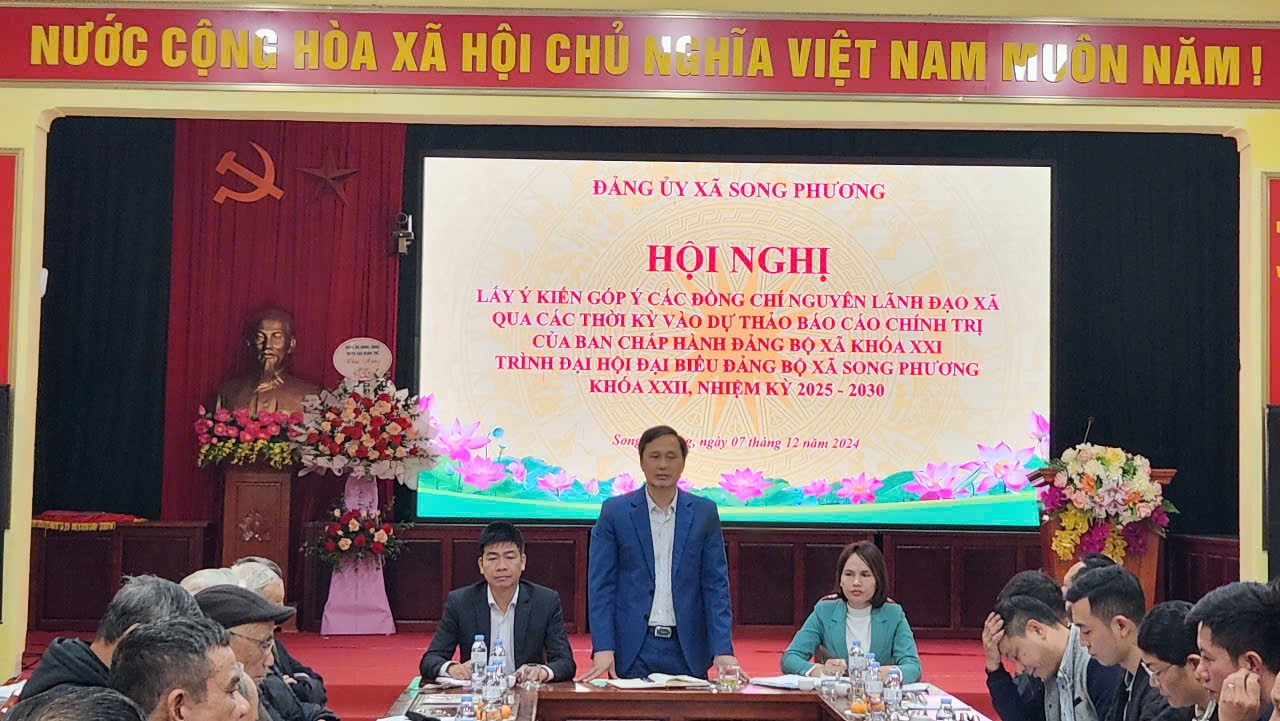 Đảng ủy xã Song Phương Lấy ý kiến góp ý các đồng chí Nguyên lãnh đạo xã qua các thời kỳ vào dự thảo Báo cáo chính trị trình đại hội đại biểu Đảng bộ xã Song Phương khóa XXII, nhiệm kỳ 2025 – 2030.- Ảnh 5.