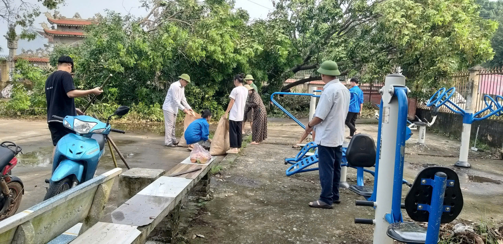 Tuyết Nghĩa: cán bộ và nhân dân tham gia tổng vệ sinh môi trường sau cơn bão số 3 hưởng ứng cuộc thi "Giữ gìn thôn, tổ dân phố sáng, xanh, sạch, đẹp, an toàn" - Ảnh 9.