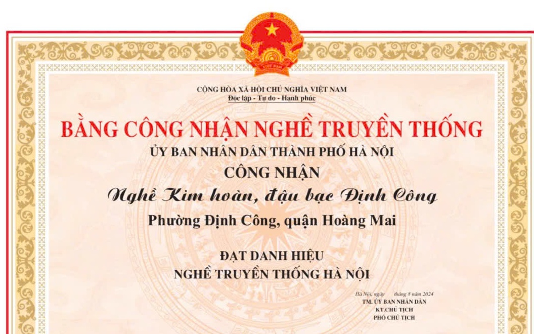 Giữ lửa nghề tinh hoa đất Thăng Long xưa – nghề kim hoàn đậu bạc Định Công