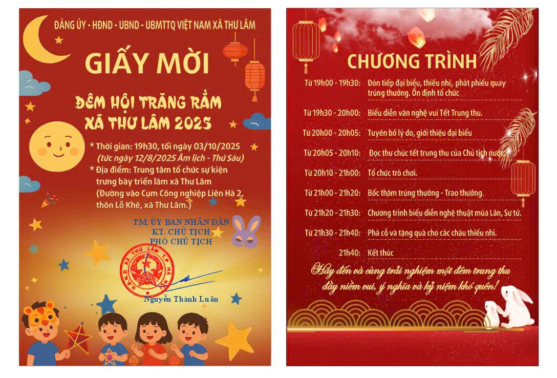 Đảng ủy – HĐND – UBND – UBMTTQ Việt Nam xã Thư Lâm long trọng tổ chức “Đêm hội Trăng Rằm xã Thư Lâm năm 2025” dành cho các cháu thiếu nhi trên địa bàn.- Ảnh 1.