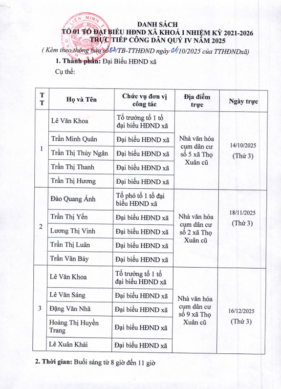 THÔNG BÁO: Lịch tiếp công dân của Tổ đại biểu Hội đồng nhân dân xã Liên Minh quý IV năm 2025- Ảnh 2.
