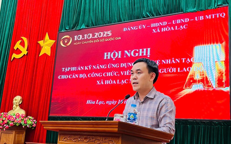 XÃ HÒA LẠC TỔ CHỨC HỘI NGHỊ TẬP HUẤN KỸ NĂNG ỨNG DỤNG TRÍ TUỆ NHÂN TẠO (AI) TRONG XỬ LÝ CÔNG VIỆC HÀNH CHÍNH
