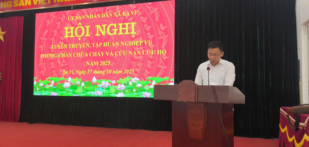 UBND XÃ BA VÌ TỔ CHỨC HỘI NGHỊ TUYÊN TRUYỀN, PHỔ BIẾN PHÁP LUẬT, KIẾN THỨC, KỸ NĂNG VÀ HUẤN LUYỆN NGHIỆP VỤ VỀ PCCC VÀ CNCH- Ảnh 1.