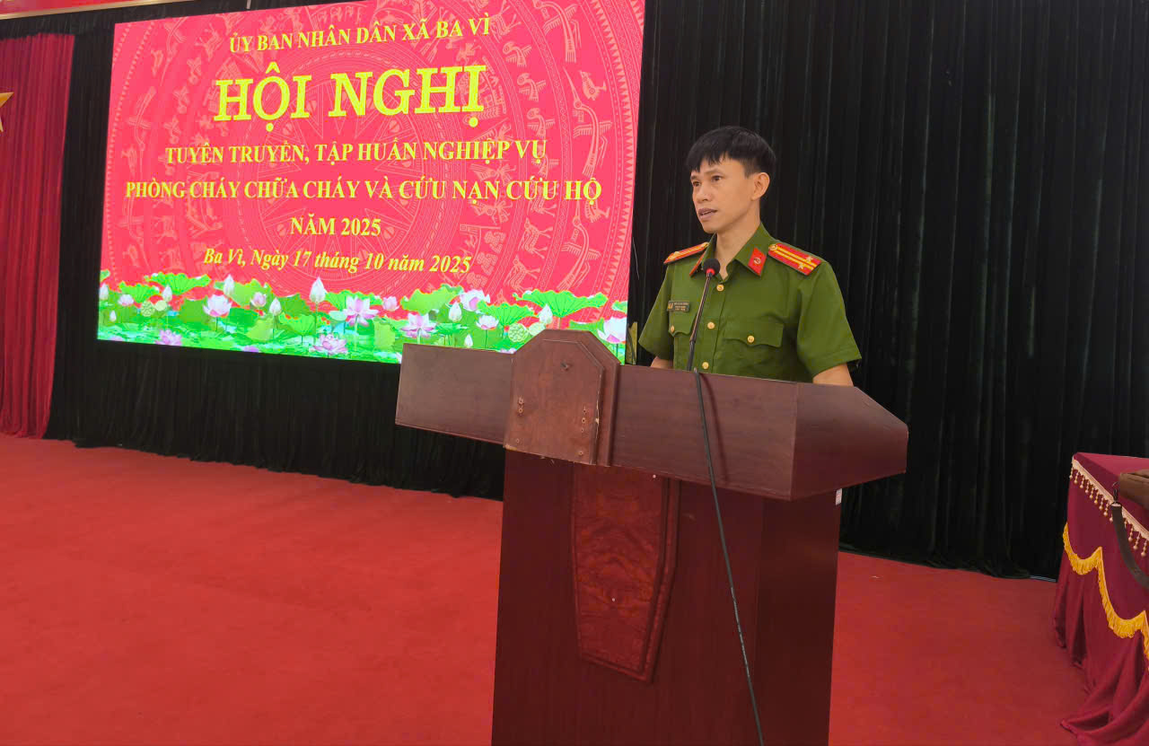 UBND XÃ BA VÌ TỔ CHỨC HỘI NGHỊ TUYÊN TRUYỀN, PHỔ BIẾN PHÁP LUẬT, KIẾN THỨC, KỸ NĂNG VÀ HUẤN LUYỆN NGHIỆP VỤ VỀ PCCC VÀ CNCH- Ảnh 2.