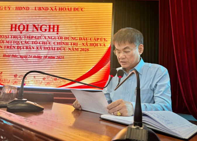 Hoài Đức tổ chức Hội nghị tiếp xúc, đối thoại trực tiếp giữa người đứng đầu cấp ủy, chính quyền với MTTQ, các tổ chức chính trị - xã hội và Nhân dân trên địa bàn xã năm 2025.- Ảnh 6.