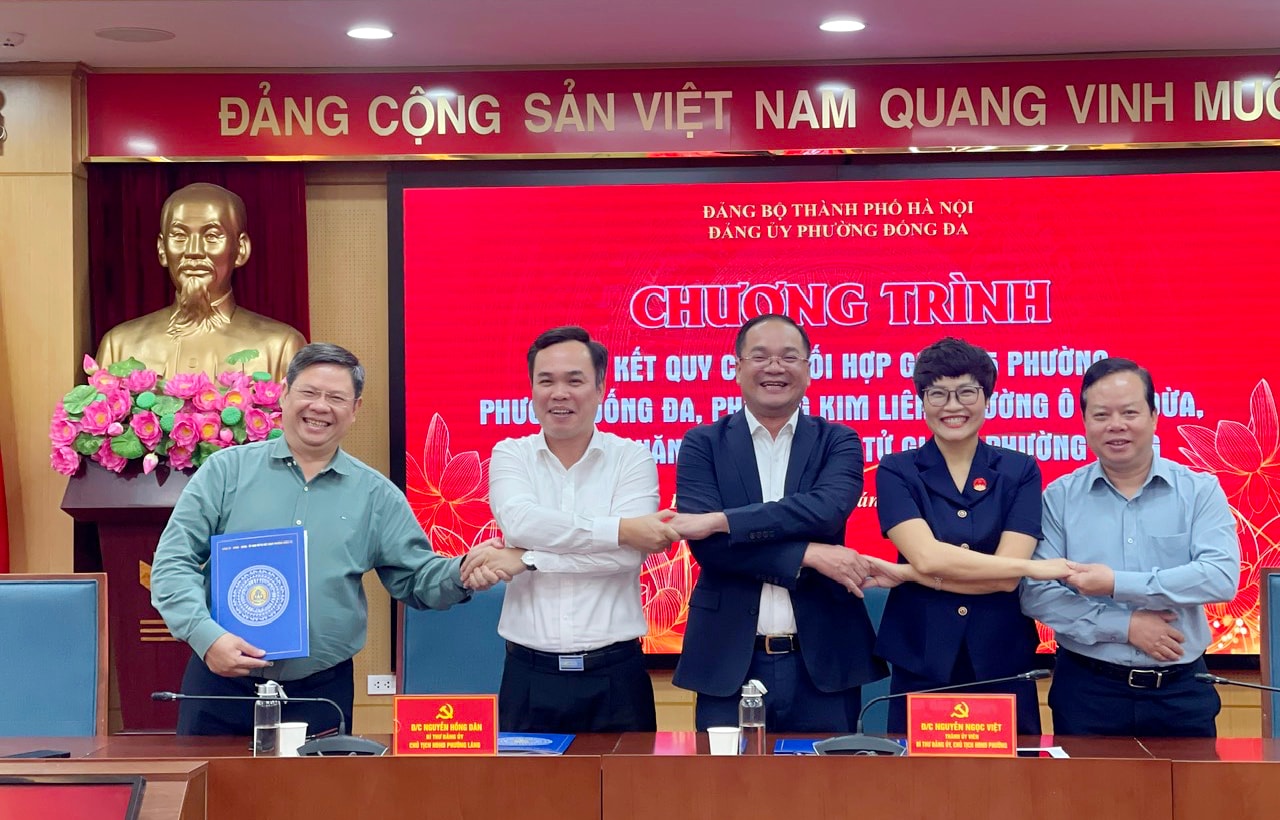 5 phường quận Đống Đa (cũ) ký kết Quy chế phối hợp, tăng cường gắn kết sau sáp nhập- Ảnh 2.