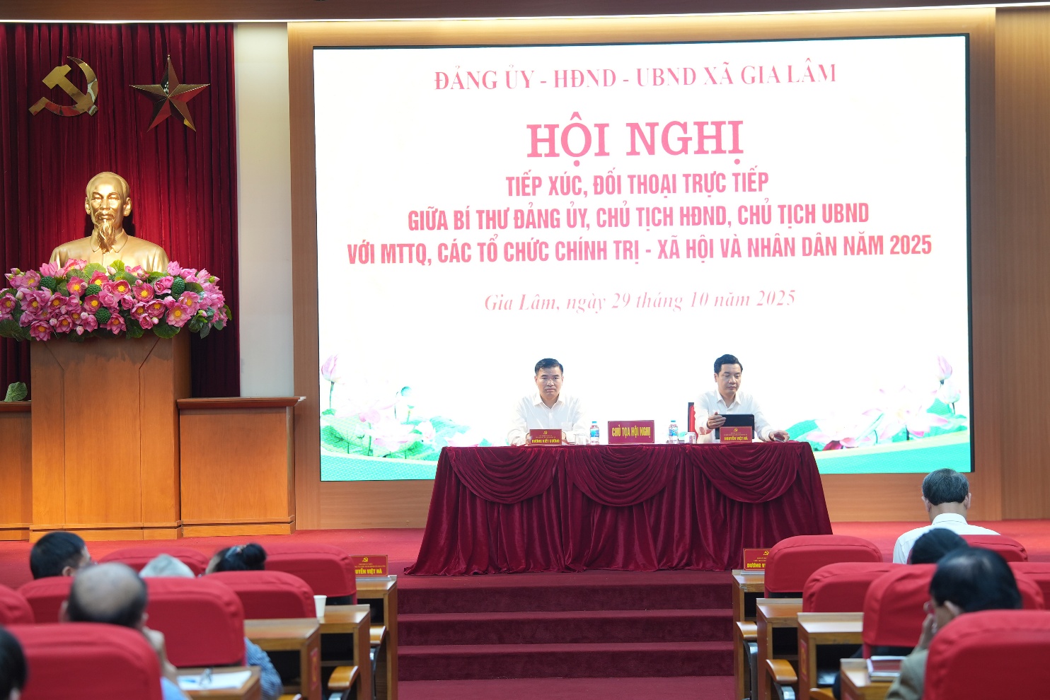 Đảng ủy - HĐND - UBND xã Gia Lâm tổ chức hội nghị tiếp xúc, đối thoại trực tiếp với MTTQ, các tổ chức chính trị - xã hội và nhân dân năm 2025- Ảnh 1.