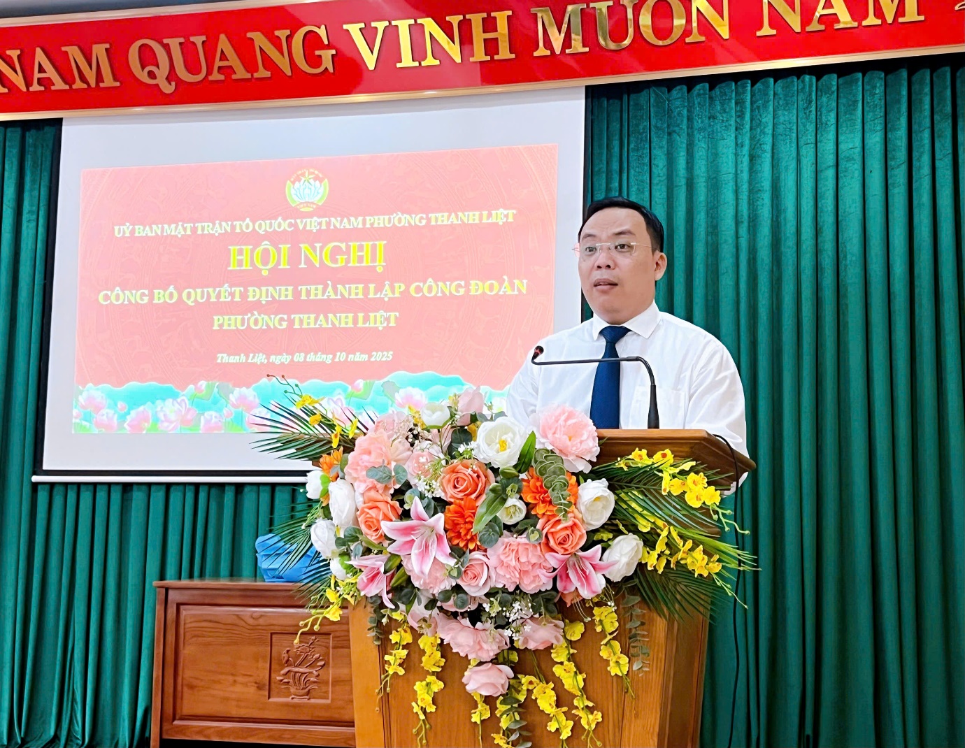 Đồng chí Thái Vĩnh Thắng giữ chức Chủ tịch Công đoàn phường Thanh Liệt nhiệm kỳ 2025 - 2030- Ảnh 3.