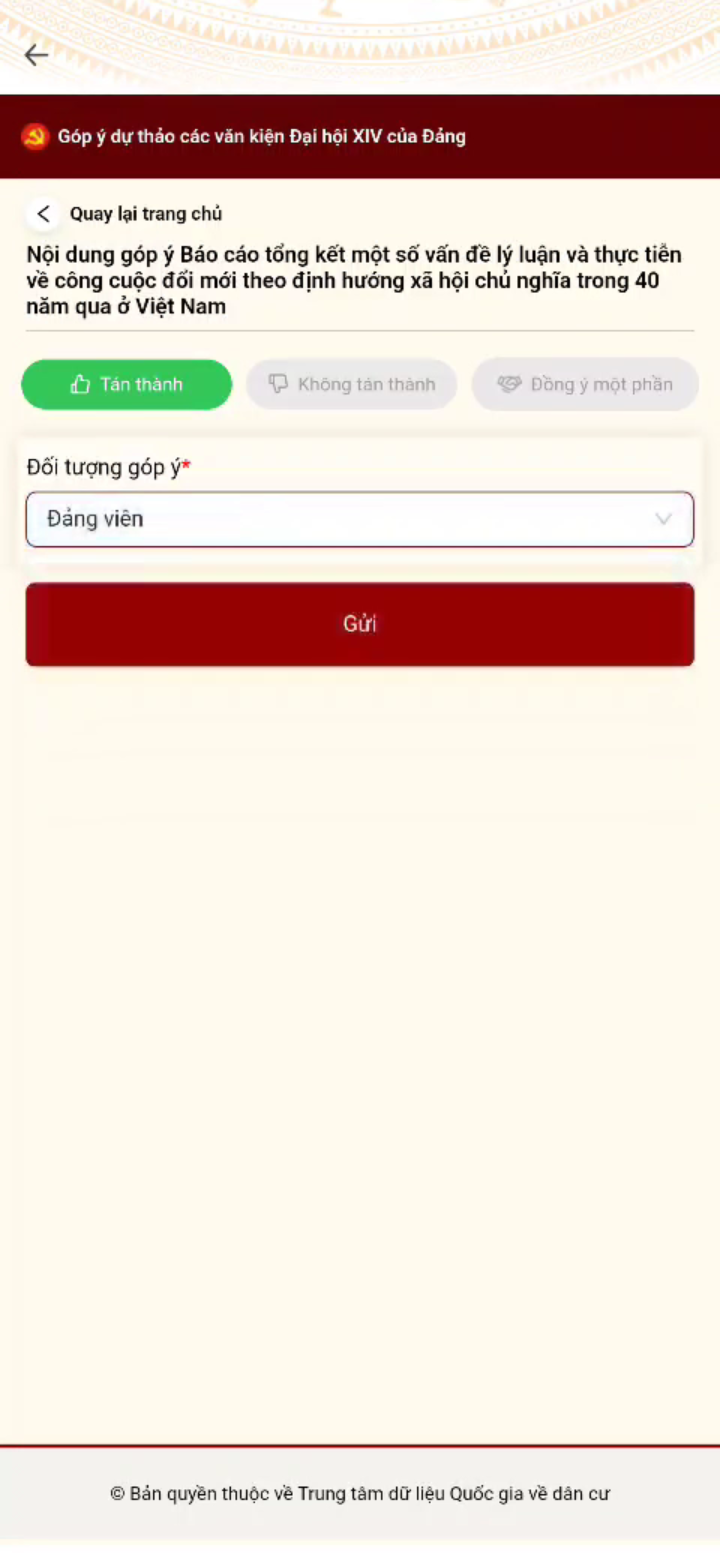 HƯỚNG DẪN ĐẢNG VIÊN, CÁN BỘ VÀ NHÂN DÂN THAM GIA “GÓP Ý DỰ THẢO CÁC VĂN KIỆN ĐẠI HỘI XIV CỦA ĐẢNG” TRÊN ỨNG DỤNG VNEID - Ảnh 4.