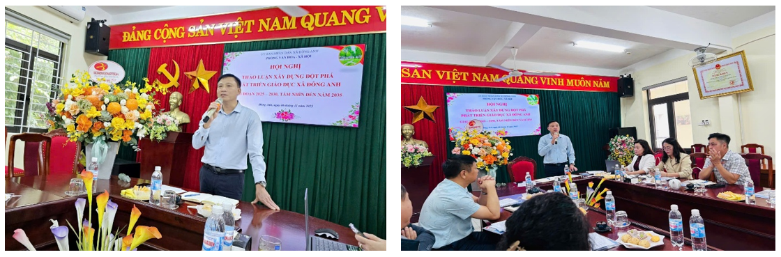 HỘI NGHỊ THẢO LUẬN XÂY DỰNG DỰ THẢO NGHỊ QUYẾT “ĐỘT PHÁ PHÁT TRIỂN GIÁO DỤC XÃ ĐÔNG ANH GIAI ĐOẠN 2025 – 2030, TẦM NHÌN ĐẾN NĂM 2035”- Ảnh 1.