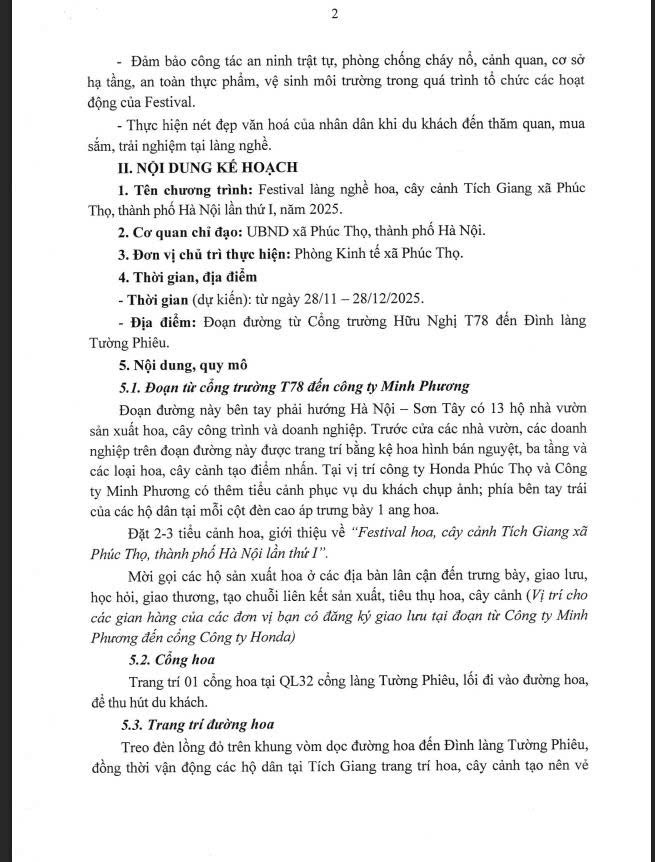 Tổ chức "Festival làng nghề hoa cây cảnh Tích Giang xã Phúc Thọ, Thành phố Hà Nội lần thứ I năm 2025- Ảnh 2.