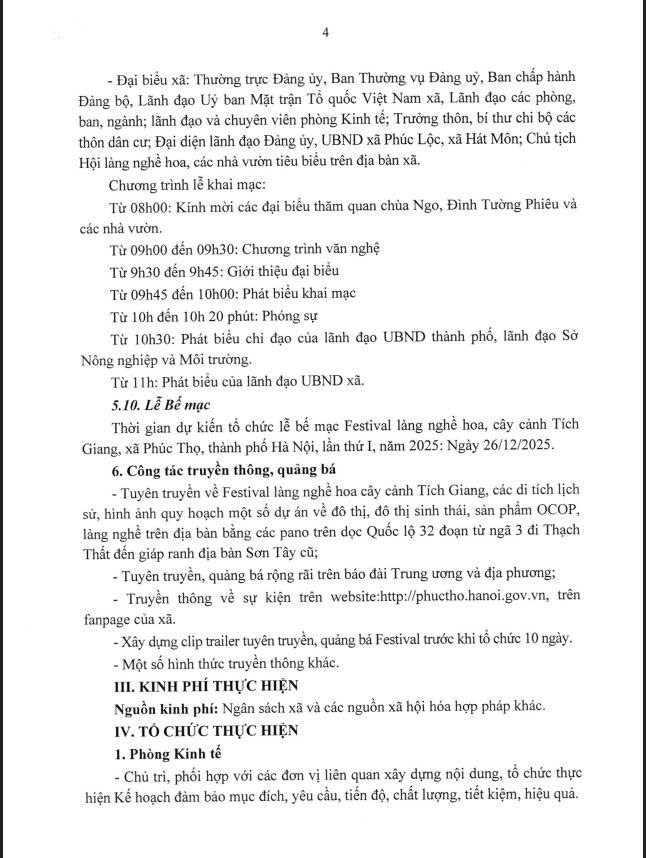 Tổ chức "Festival làng nghề hoa cây cảnh Tích Giang xã Phúc Thọ, Thành phố Hà Nội lần thứ I năm 2025- Ảnh 4.