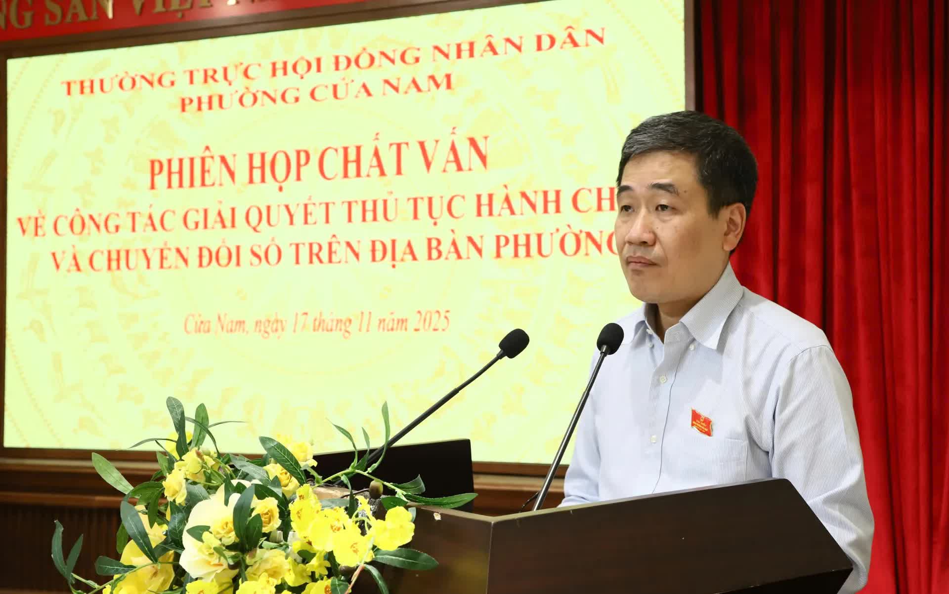 HĐND phường Cửa Nam chất vấn về công tác giải quyết thủ tục hành chính và chuyển đổi số- Ảnh 3.