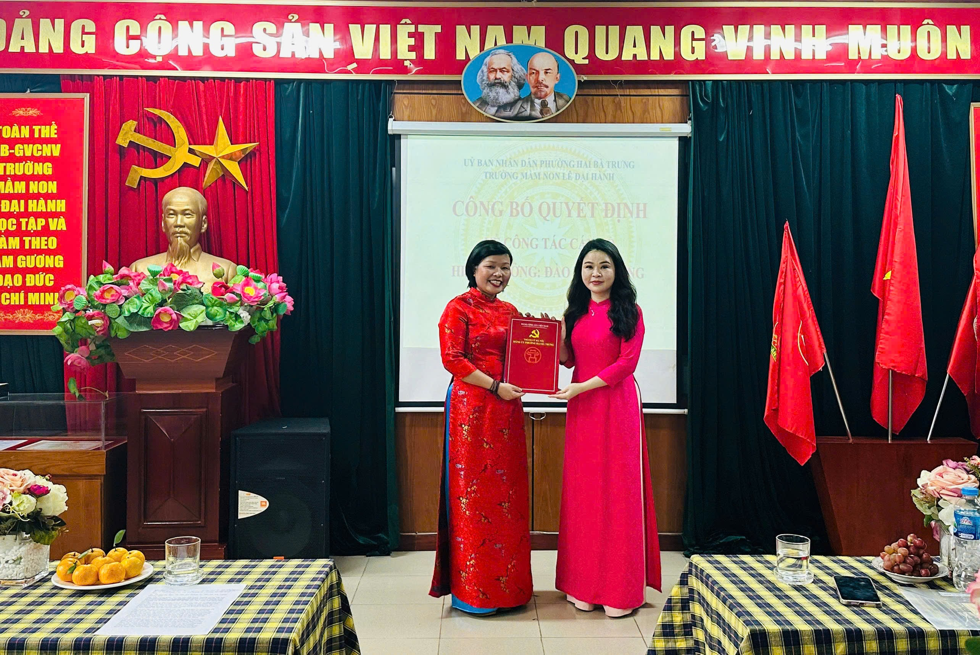 Lễ công bố bổ nhiệm chức danh Lãnh đạo quản lý trường mầm non Lê Đại Hành.- Ảnh 2.