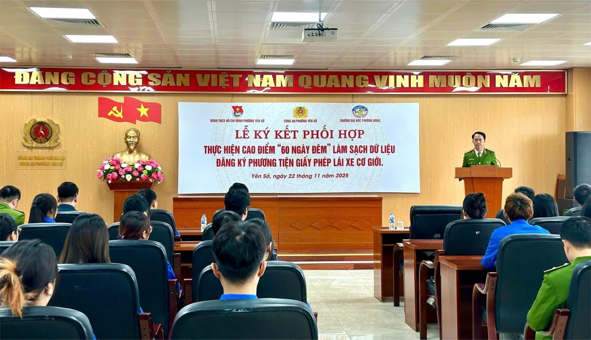 Phường Yên Sở huy động lực lượng trẻ tham gia cao điểm làm sạch dữ liệu phương tiện- Ảnh 2.