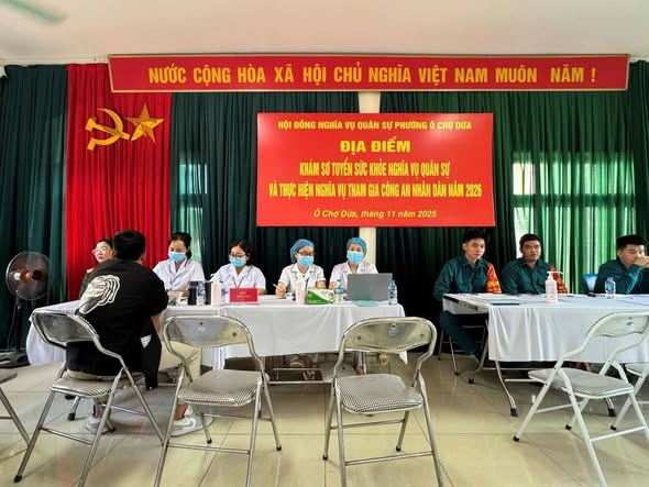 Sơ tuyển sức khỏe nghĩa vụ quân sự, nghĩa vụ tham gia công an nhân dân năm 2026 Phường Ô Chợ Dừa- Ảnh 1.