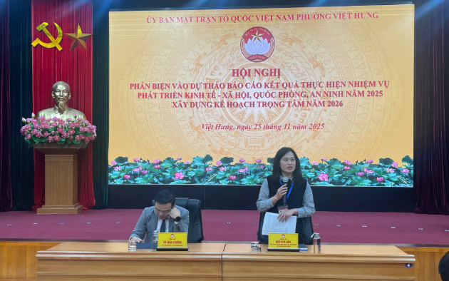 Ủy ban MTTQ Việt Nam phường Việt Hưng tổ chức Hội nghị phản biện xã hội đối với dự thảo Báo cáo KTXH năm 2025 và nhiệm vụ trọng tâm năm 2026