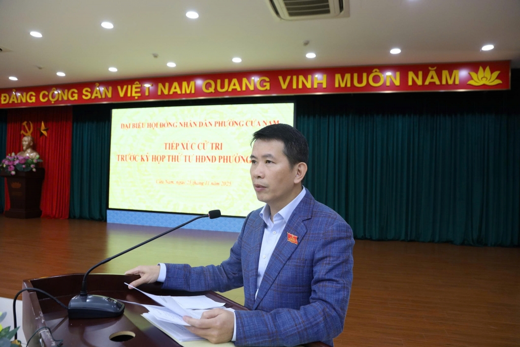 Phường Cửa Nam tổ chức Hội nghị tiếp xúc cử tri trước Kỳ họp thứ 4 HĐND phường- Ảnh 1.