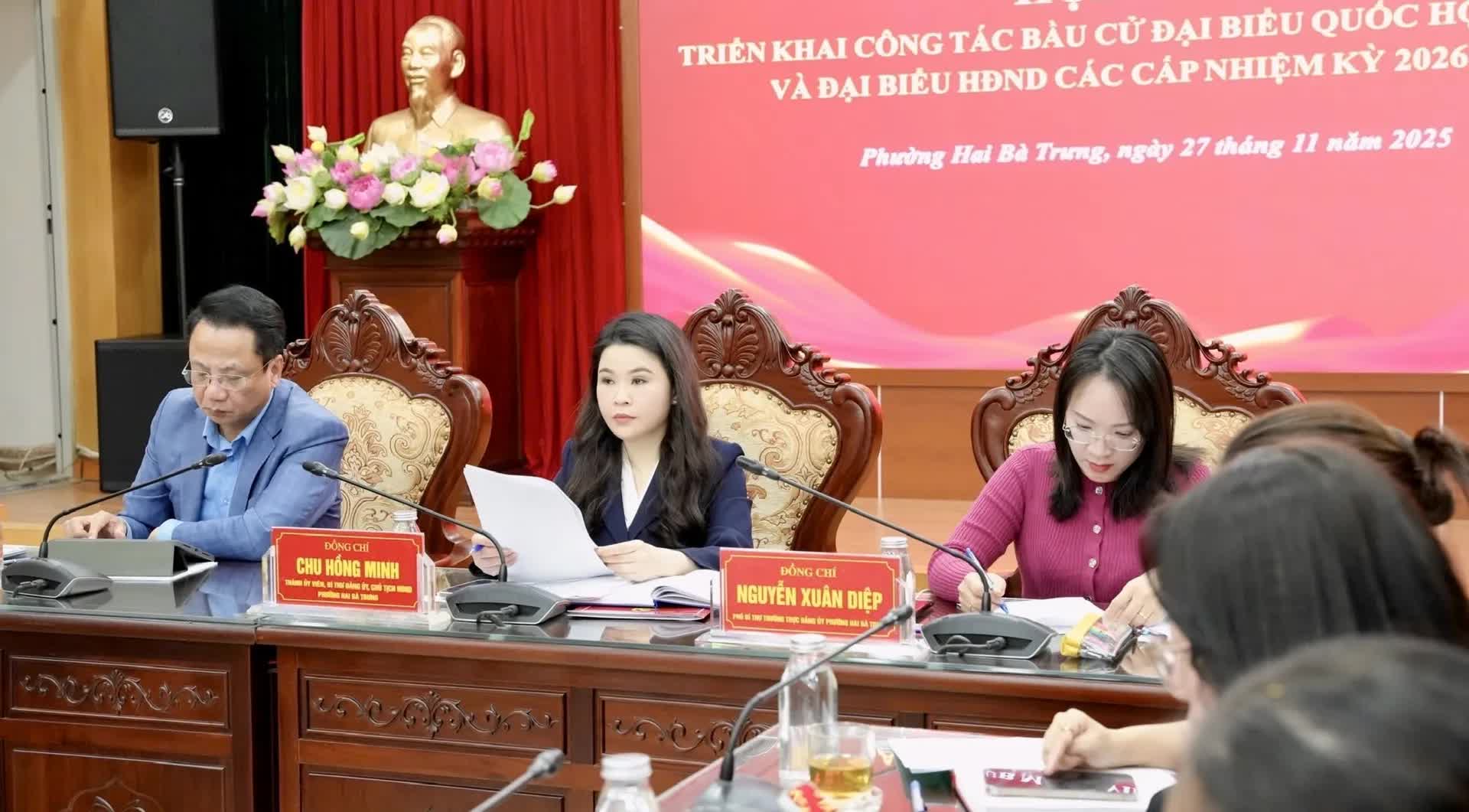 Phường Hai Bà Trưng triển khai 5 nhiệm vụ trọng tâm thực hiện công tác bầu cử.- Ảnh 1.