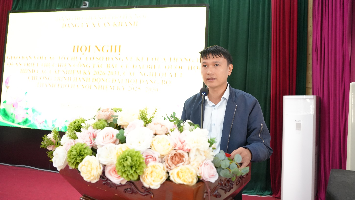 A person standing behind a podium with flowers  AI-generated content may be incorrect.