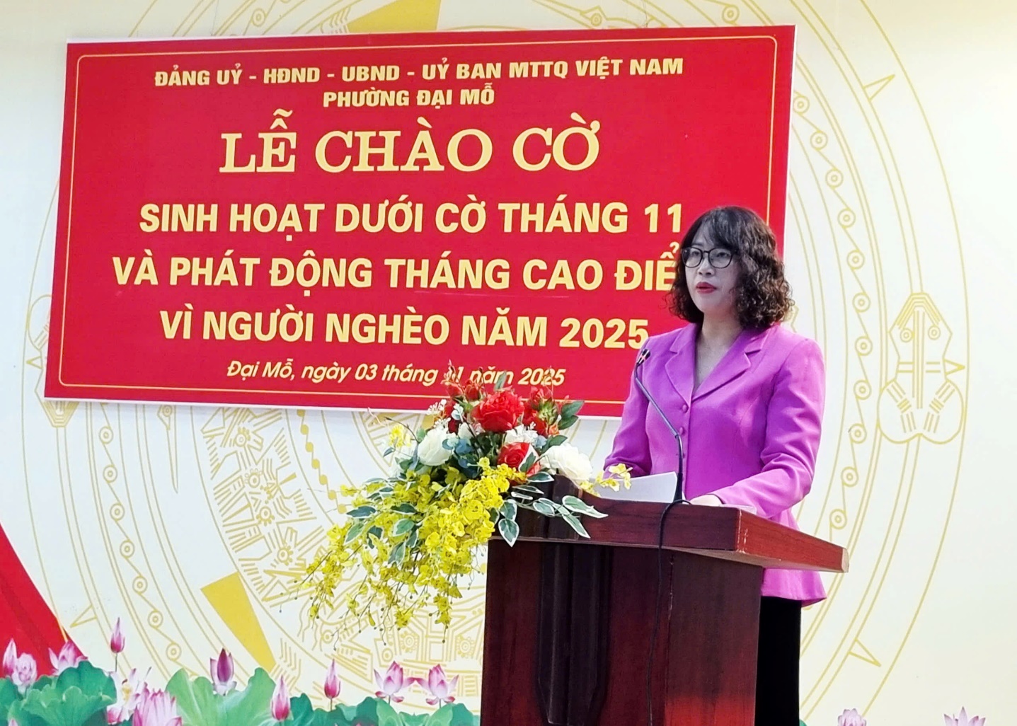 Đảng ủy - Hội đồng nhân dân - Ủy ban nhân dân - Ủy ban Mặt trận tổ quốc Việt Nam phường Đại Mỗ sinh hoạt dưới cờ và phát động Tháng cao điểm "Vì người nghèo" năm 2025- Ảnh 3.