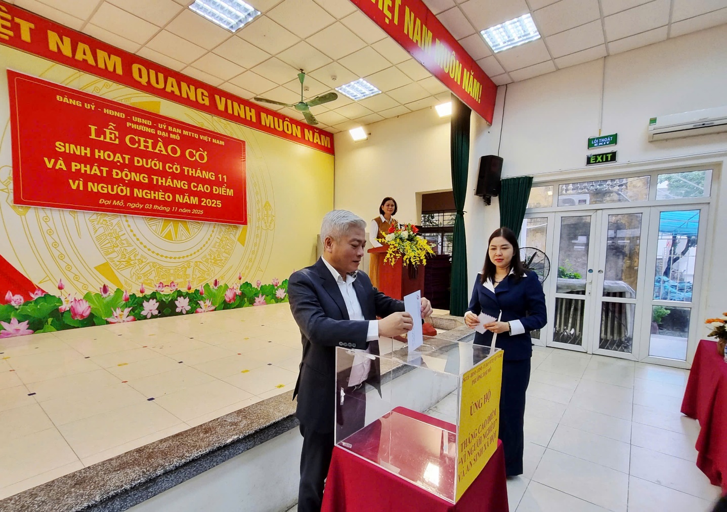 Đảng ủy - Hội đồng nhân dân - Ủy ban nhân dân - Ủy ban Mặt trận tổ quốc Việt Nam phường Đại Mỗ sinh hoạt dưới cờ và phát động Tháng cao điểm "Vì người nghèo" năm 2025- Ảnh 5.