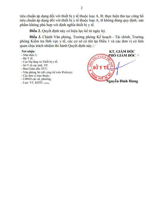 QUYẾT ĐỊNH
Về việc thu hồi số công bố tiêu chuẩn áp dụng đối với thiết bị y tế thuộc loại A, B- Ảnh 2.