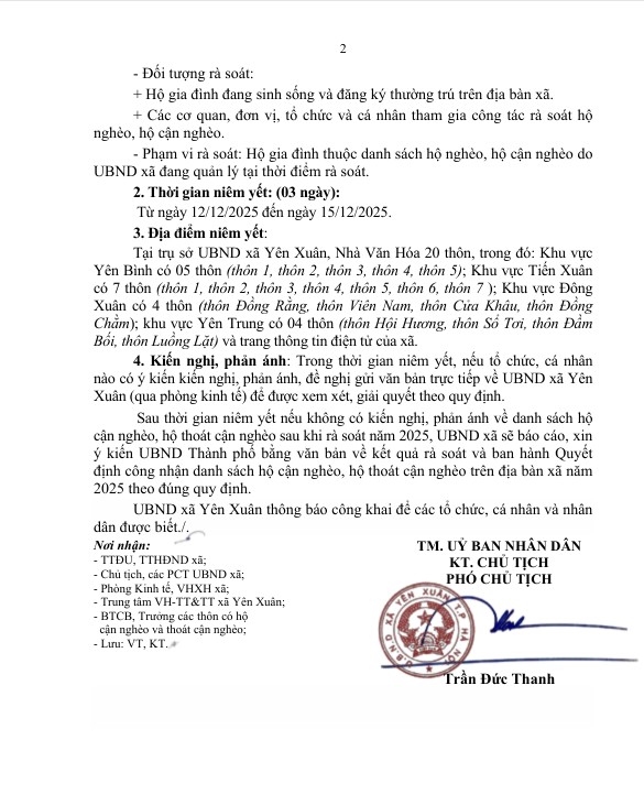 Thông báo niêm yết công khai danh sách hộ cận nghèo, hộ thoát cận nghèo sau rà soát năm 2025- Ảnh 2.