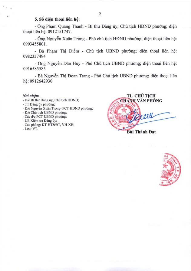 Thông báo lịch tiếp công dân định kỳ tại Trụ sở UBND phường Ba Đình- Ảnh 2.