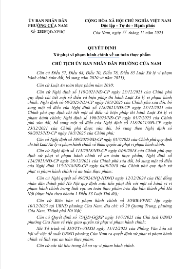Quyết định xử phạt vi phạm hành chính về an toàn thực phẩm - nhà hàng Thiện Nga- Ảnh 1.