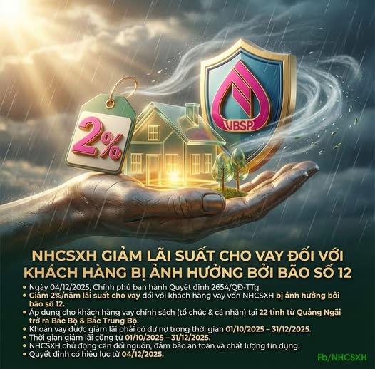 Chính sách ưu đãi của Ngân hàng CSXH đối với khách hàng bị ảnh hưởng bởi bão số 12- Ảnh 1.