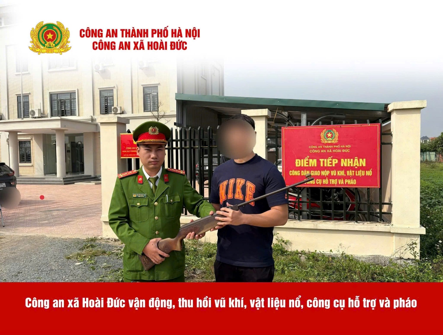 Công an xã Hoài Đức đẩy mạnh vận động giao nộp vũ khí, công cụ hỗ trợ trong đợt cao điểm tấn công trấn áp tội phạm- Ảnh 1.