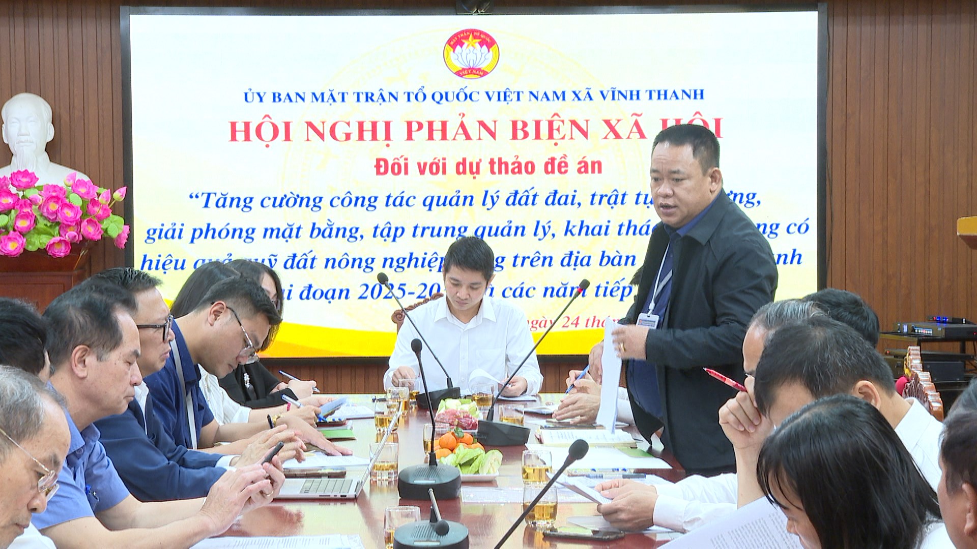 XÃ VĨNH THANH TỔ CHỨC HỘI NGHỊ PHẢN BIỆN XÃ HỘI ĐỐI VỚI DỰ THẢO ĐỀ ÁN TĂNG CƯỜNG QUẢN LÝ ĐẤT ĐAI, TRẬT TỰ XÂY DỰNG- Ảnh 4.