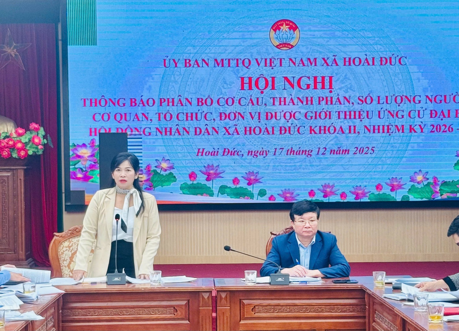 Hoài Đức tổ chức hội nghị thông báo phân bổ cơ cấu, thành phần, số lượng người tham gia ứng cử đại biểu HĐND xã Hoài Đức khóa II, nhiệm kỳ 2026 - 2031- Ảnh 5.