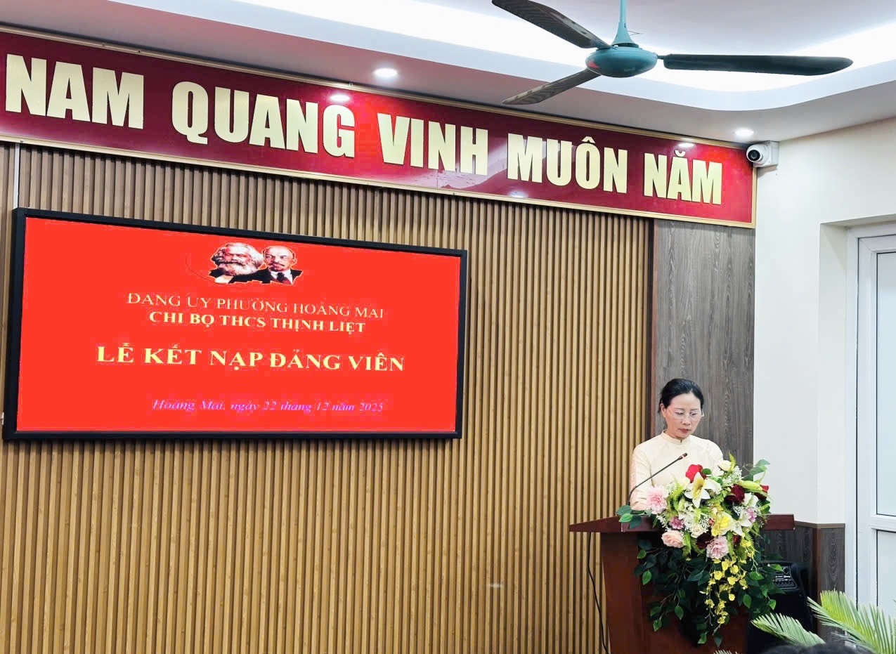 TRƯỜNG THCS THỊNH LIỆT TỔ CHỨC LỄ KẾT NẠP ĐẢNG VIÊN MỚI- Ảnh 4.