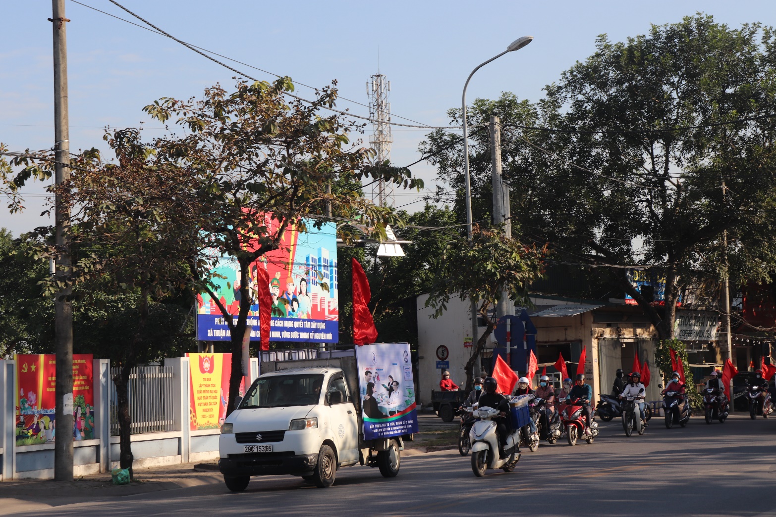A group of people on motorcycles and a truck on the street  AI-generated content may be incorrect.