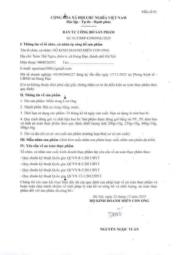 BẢN TỰ CÔNG BỎ SẢN PHẢM- Ảnh 1.