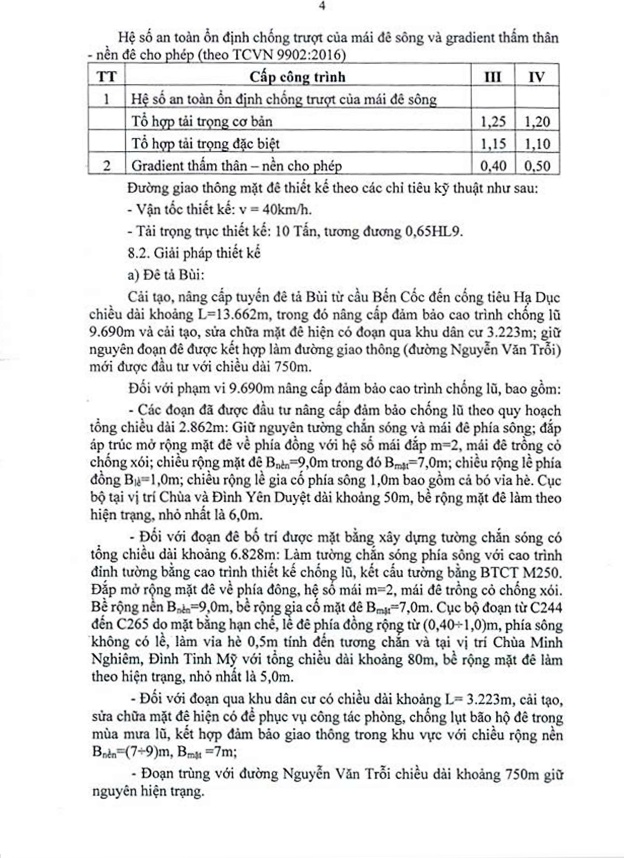 Quyết định Phê duyệt thiết kế xây dựng triển khai sau thiết kế cơ sở Dự án Cải tạo nâng cấp đê Tả Bùi, hữu Đáy huyện Chương Mỹ.- Ảnh 4.