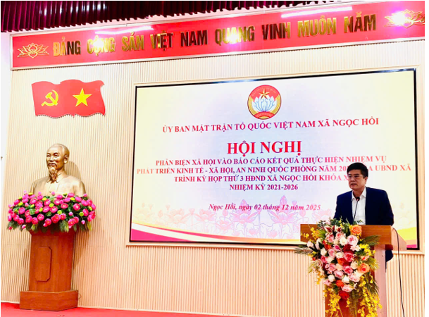 ỦY BAN MTTQ VIỆT NAM XÃ NGỌC HỒI TỔ CHỨC PHẢN BIỆN XÃ HỘI ĐỐI VỚI BÁO CÁO PHÁT TRIỂN KINH TẾ – XÃ HỘI, QUỐC PHÒNG, AN NINH NĂM 2025 VÀ PHƯƠNG HƯỚNG NĂM 2026 CỦA UBND XÃ: PHÁT HUY DÂN CHỦ, TĂNG CƯỜNG ĐỒNG THUẬN- Ảnh 5.
