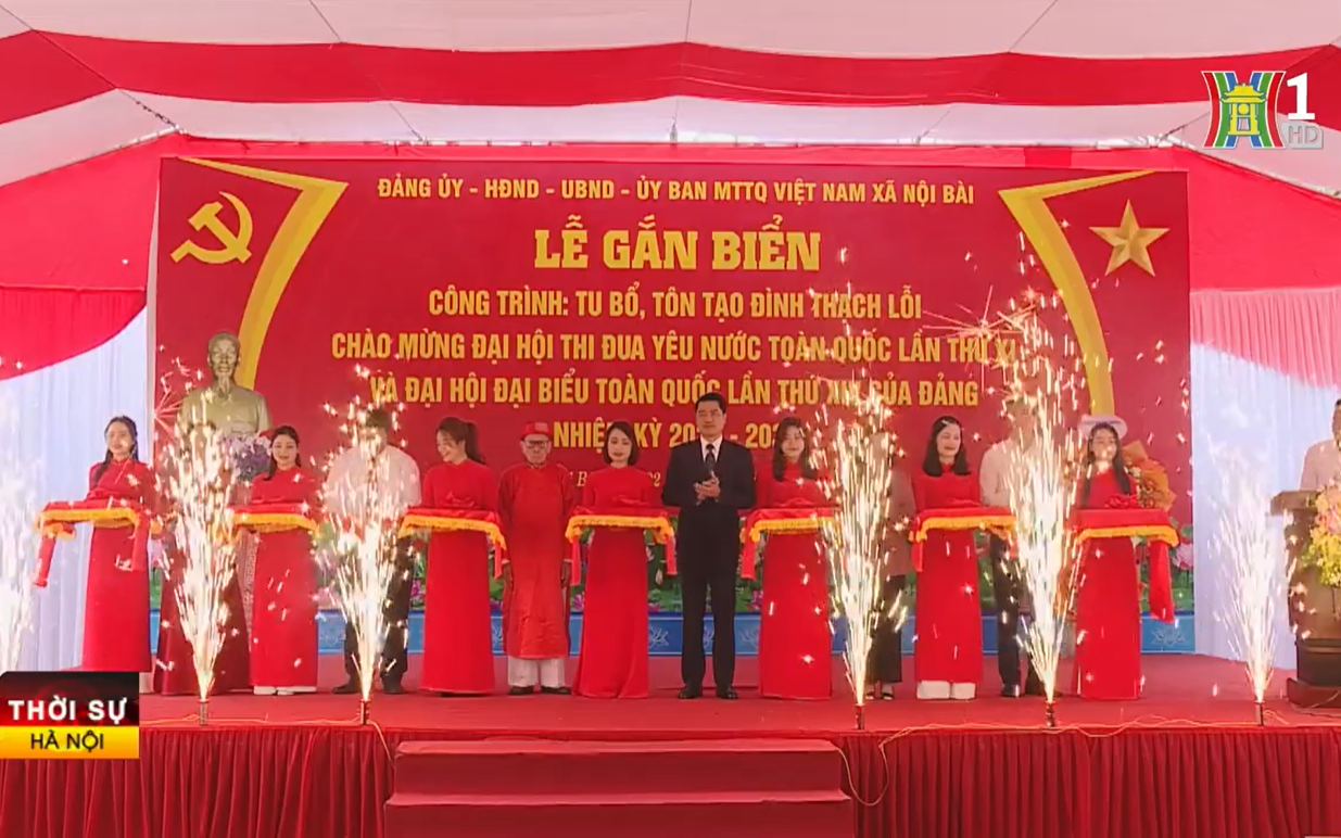 Xã Nội Bài gắn biển công trình chào mừng Đại hội XIV của Đảng